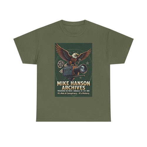 Mike Hanson Archives T-Shirt — Vintage Film Camera & Eagle Graphic