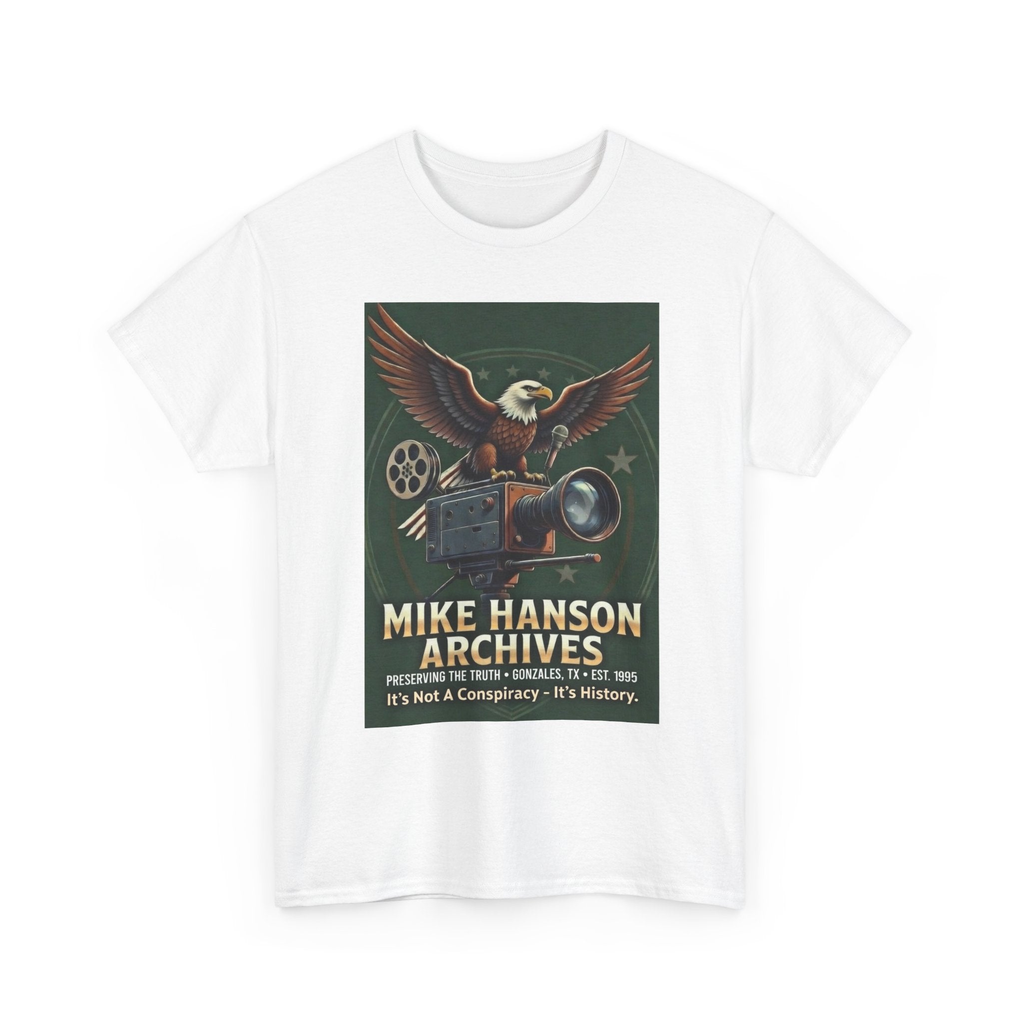 Mike Hanson Archives T-Shirt — Vintage Film Camera & Eagle Graphic