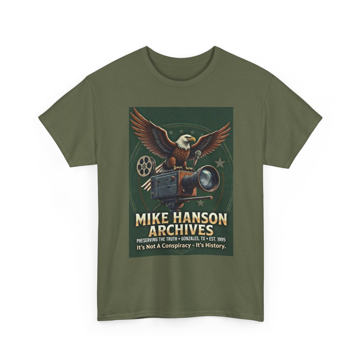 Mike Hanson Archives T-Shirt — Vintage Film Camera & Eagle Graphic